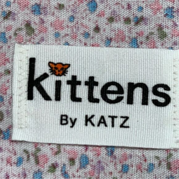 SWEET Vintage Kittens by Katz Pink Floral Cottagecore Nightgown Made in USA NEW - Picture 8 of 11